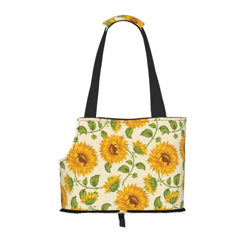 Frische Sonnenblumen-Sortimente gedruckt, Weiche Reise-Tragetasche für Haustiere, Handtasche, tragbare Schultertasche für kleine Haustiere von KEDDJI