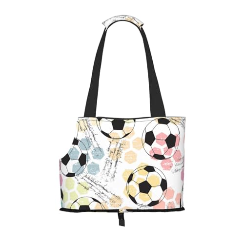 Fußball Fußball Aquarell, Weiche Reise-Tragetasche für Haustiere, Handtasche, tragbare Schultertasche für kleine Haustiere von KEDDJI