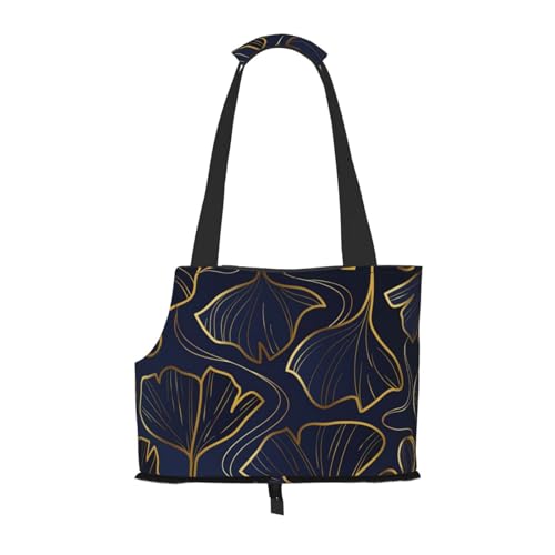 Goldener Farbverlauf mit Ginkgo-Biloba-Blättern, Weiche Reise-Tragetasche für Haustiere, Handtasche, tragbare Schultertasche für kleine Haustiere von KEDDJI