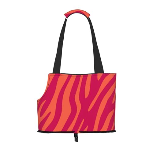 Hübscher rosa-orangefarbener Tierdruck mit Zebra- und Leopardenmuster, Weiche Reise-Tragetasche für Haustiere, Handtasche, tragbare Schultertasche für kleine Haustiere von KEDDJI