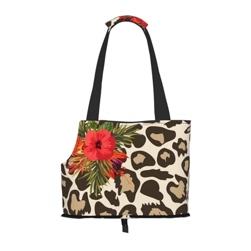 Leoparden-Hibiskusblüte, Weiche Reise-Tragetasche für Haustiere, Handtasche, tragbare Schultertasche für kleine Haustiere von KEDDJI