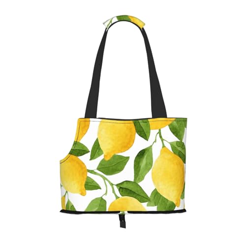 Leuchtend gelbe Aquarell-Zitronen, Weiche Reise-Tragetasche für Haustiere, Handtasche, tragbare Schultertasche für kleine Haustiere von KEDDJI