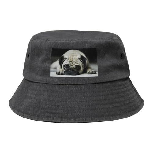 Mops Traurige Hunde Hunde Trauriger Mops Haustiere Mops, Bucket Hat Erwachsene Fischerhut Läufermütze Fischerhüte Sonnenhut von KEDDJI