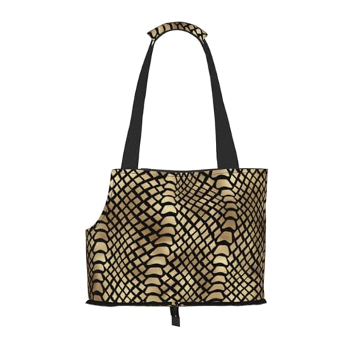 Safari Afrikanische Schwarz Gold Python Tierhaut Sepia, Weiche Reise-Tragetasche für Haustiere, Handtasche, tragbare Schultertasche für kleine Haustiere von KEDDJI