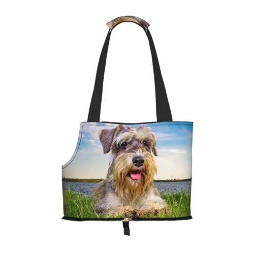 Schnauzer Rasen Haustiere Graue Hunde Chnauzer, Weiche Reise-Tragetasche für Haustiere, Handtasche, tragbare Schultertasche für kleine Haustiere von KEDDJI