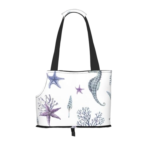 Seepferdchen Koralle Seestern Meer Sommer, Weiche Reise-Tragetasche für Haustiere, Handtasche, tragbare Schultertasche für kleine Haustiere von KEDDJI