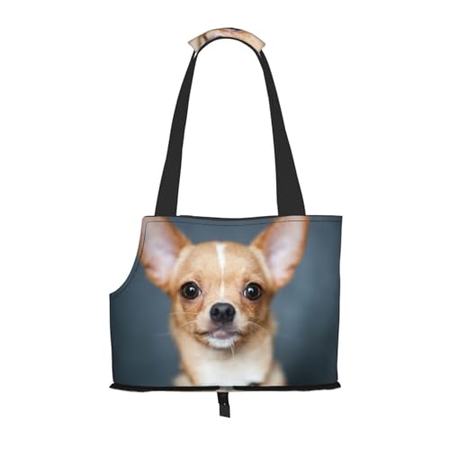 Süßer lustiger Chihuahua-Hund, Weiche Reise-Tragetasche für Haustiere, Handtasche, tragbare Schultertasche für kleine Haustiere von KEDDJI