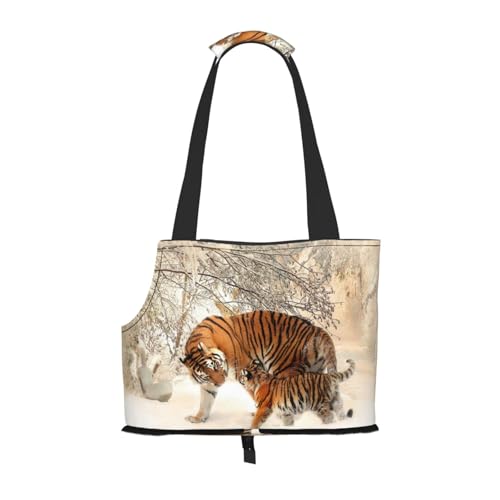 Tigerbaby Tigerfamilie Jung, Weiche Reise-Tragetasche für Haustiere, Handtasche, tragbare Schultertasche für kleine Haustiere von KEDDJI