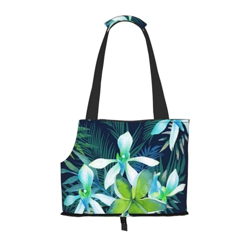 Tropische Blume gedruckt, Weiche Reise-Tragetasche für Haustiere, Handtasche, tragbare Schultertasche für kleine Haustiere von KEDDJI