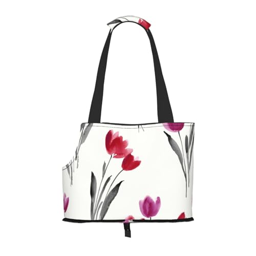 Tulpen, Weiche Reise-Tragetasche für Haustiere, Handtasche, tragbare Schultertasche für kleine Haustiere von KEDDJI