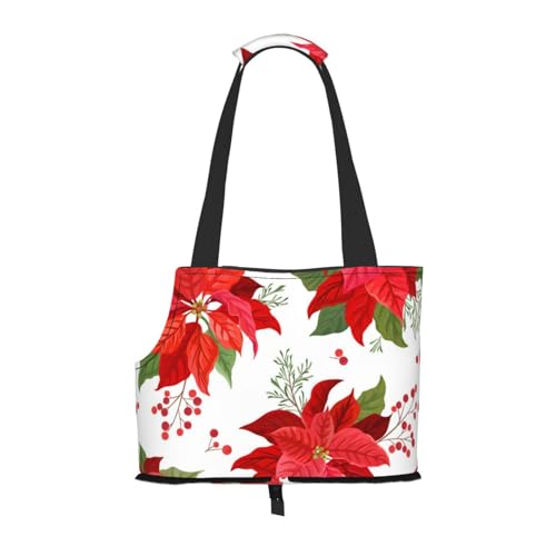 Weihnachten Winterblume, Weiche Reise-Tragetasche für Haustiere, Handtasche, tragbare Schultertasche für kleine Haustiere von KEDDJI