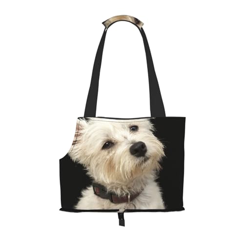 West Highland Terrier mit Halsband, Weiche Reise-Tragetasche für Haustiere, Handtasche, tragbare Schultertasche für kleine Haustiere von KEDDJI