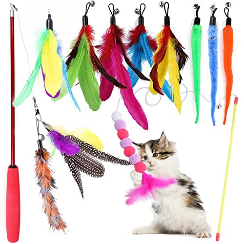 KEELZ Katzenspielzeug Katzenspielzeug Angel Rainbow Ribbon Zauberstab für Kitten Teaser Zauberstab für Kitten Cat Exerciser Interaktives Katzenspielzeug von KEELZ