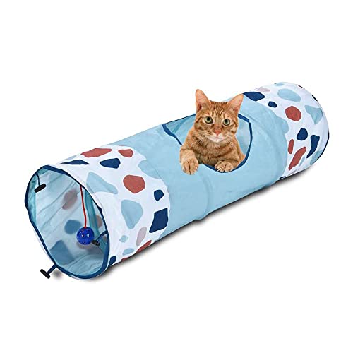 KEFI animals Tiere Katzenspieltunnel TERAZZO, Spielzeug, faltbar, Rascheln, Kugel, Rassel, Dreiwege, 90x25cm, 100% Polyester von KEFI animals