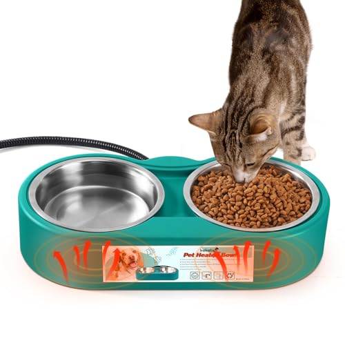 KEKELAN Beheizte Haustiere Wassernapf für Hunde Katzen, Edelstahl Beheizte Wasserschalen Futterwärmer Winter Outdoor Warmwasserbereiter für draußen Tiere Kaninchen Huhn Ente Eichhörnchen von KEKELAN