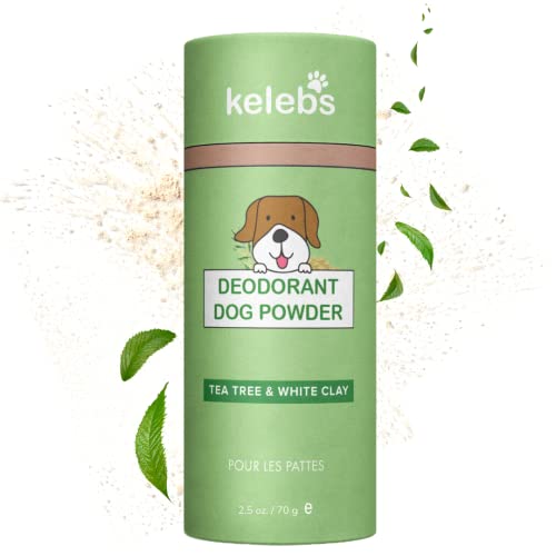 KELEBS Trockenpulver Hundeshampoo Anti-Jucken, Anti-Lecken, Anti-Geruch für Haare, Haut, Ohren und Pfoten, Teebaum, Talkumfrei, mit weißer Tonerde, Kein Plastik von KELEBS