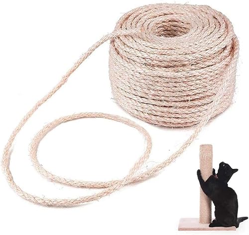 KEMTAT Sisalseil für Katzen, natürliches Sisalseil für Kratzbaum, Baumersatz, Hanfseil zur Reparatur, Erholung oder DIY Kratzbaum (50 m (4 mm)) von KEMTAT