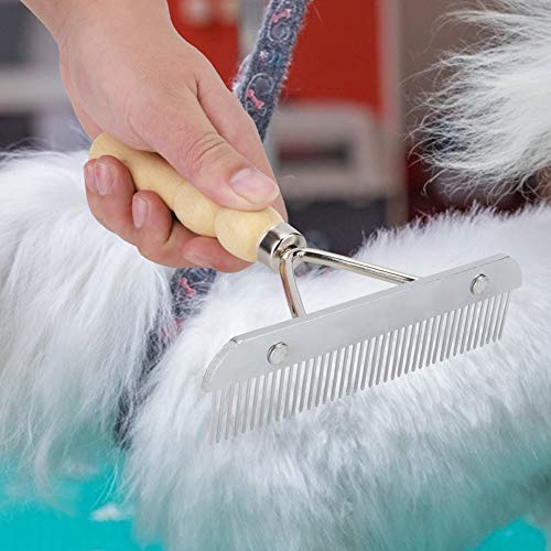 KENANLAN Kamm Striegel für Pferde 16×16×4 Haustierpflege Massagekamm Haarentfernung Haarausfall Reinigung Werkzeug mit Holzgriff für Katzen und Hunde von KENANLAN