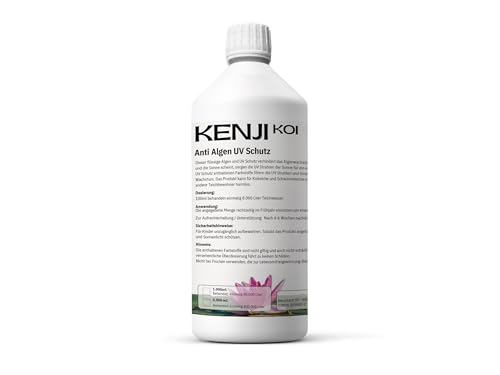 KENJI KOI Anti Algen UV Schutz 1L für 80000 L Teichwasser | Teichpflege gegen Fadenalgen und grünes Wasser | Anti Algen UV Schutz | Teichwasseraufbereiter für klares Wasser von KENJI KOI