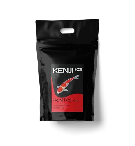 KENJI KOI Daily Food 5kg 3mm - Koifutter für die ganze Saison mit SPIRULINA | Alleinfutter für Koi | Futter für jeden Tag: Fördert Wachstum & Farben der Koi Karpfen von KENJI KOI