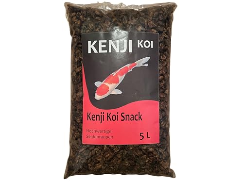 KENJI KOI Snack Seidenraupen 5 L getrocknet | Hochwertiges Natrufutter für japanische Koi & Goldfische | Leckerli zu Fütterung aus der Hand | Fischfutter von KENJI KOI