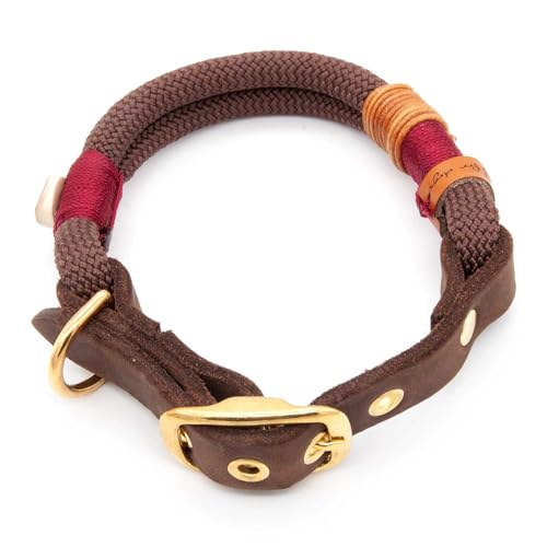 Hundehalsband aus Tau & edlem Leder | Chocolate Truffle | verstellbar & robust | Elegantes, handgefertigtes Design | Halsband Hund für mittelgroße & große Hunde mit Schnalle – braun von KENSONS for dogs