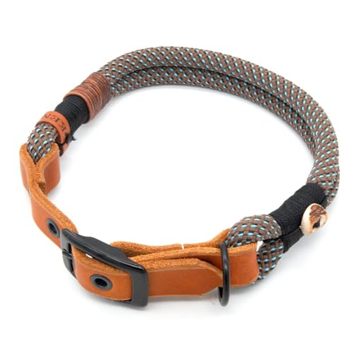 Hundehalsband aus Tau & edlem Leder | Soulful Noir | verstellbar & robust | Elegantes, handgefertigtes Design | Halsband Hund für mittelgroße & große Hunde mit Schnalle – schwarz von KENSONS for dogs