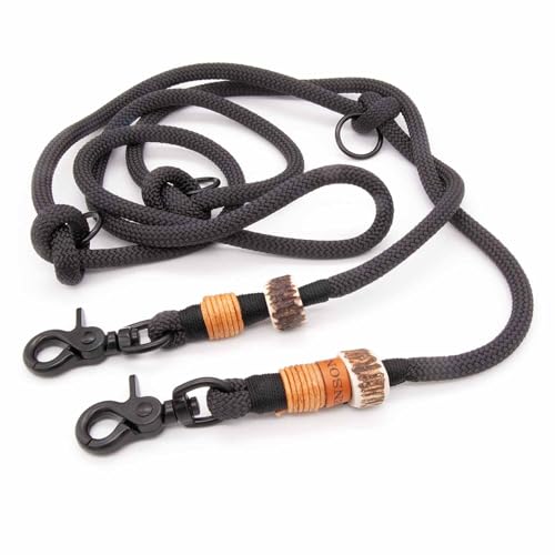 Hundeleine Charcoal Charm | 2 m / 2,5 m / 3 m x Ø 8 mm verstellbare Führleine, handgefertigtes Design, robust, für kleine & mittelgroße Hunde – grau von KENSONS for dogs