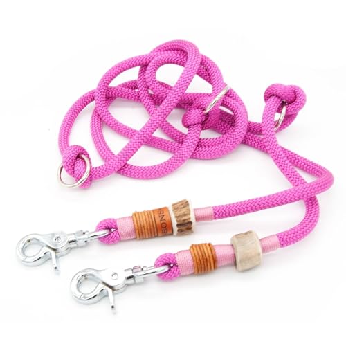 Hundeleine Pretty in Pink | 2 m / 2,5 m / 3 m x Ø 8 mm verstellbare Führleine, handgefertigtes Design, robust, für kleine & mittelgroße Hunde – rosa von KENSONS for dogs