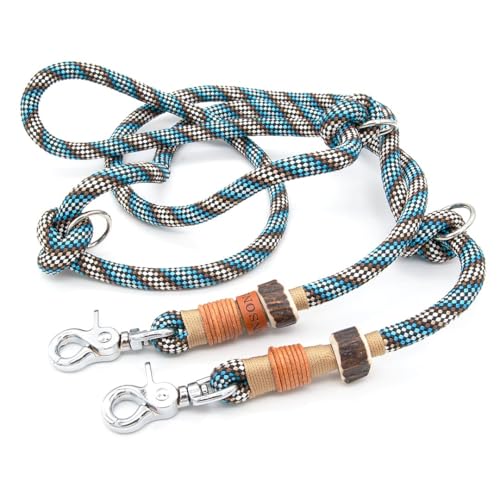 Hundeleine aus Tau | 1 cm dick | Bavarian Elegance | 2 m / 2,5 m / 3 m verstellbare Führleine, handgefertigtes Design, robust, für kleine & mittelgroße Hunde – blau von KENSONS for dogs