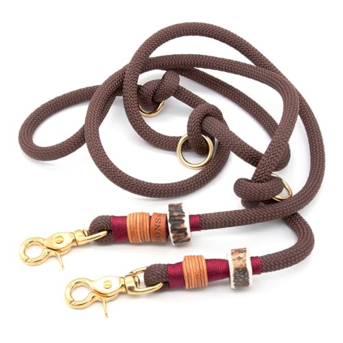 Hundeleine aus Tau | 1 cm dick | Chocolate Truffle | 2 m / 2,5 m / 3 m verstellbare Führleine, handgefertigtes Design, robust, für kleine & mittelgroße Hunde – braun von KENSONS for dogs