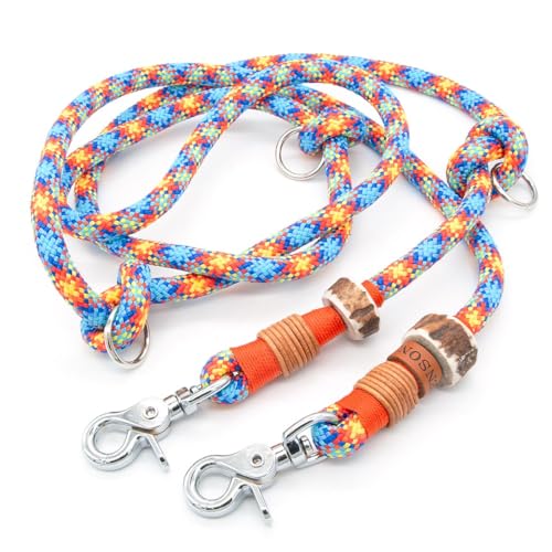 Hundeleine aus Tau | 1 cm dick | Joyful Orange | 2 m / 2,5 m / 3 m verstellbare Führleine, handgefertigtes Design, robust, für kleine & mittelgroße Hunde – bunt von KENSONS for dogs