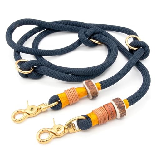 Hundeleine aus Tau | 1 cm dick | Midnight Sunburst | 2 m / 2,5 m / 3 m verstellbare Führleine, handgefertigtes Design, robust, für kleine & mittelgroße Hunde – blau von KENSONS for dogs