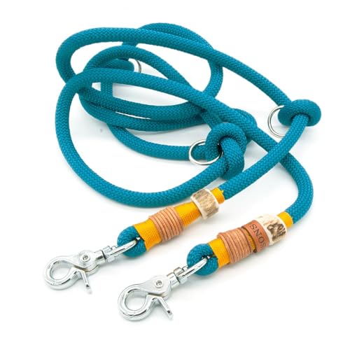 Hundeleine aus Tau | 1 cm dick | Turquoise Treasure | 2 m / 2,5 m / 3 m verstellbare Führleine, handgefertigtes Design, robust, für kleine & mittelgroße Hunde – türkis von KENSONS for dogs