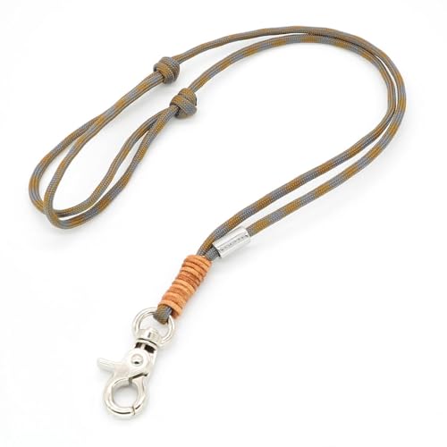 KENSONS for dogs PFEIFENBAND | Grau-Grün-Beige | verstellbar | Umhängeband mit kleinem Karabiner für Hundepfeife oder Schlüssel | Schlüsselband | Keychain | handgefertigt von KENSONS for dogs