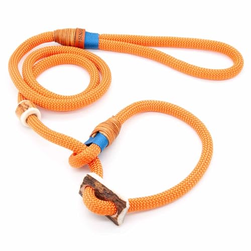 Retrieverleine 10 mm | Sunset Splash | Moxon-Leine mit hochwertigem Horn-Zugstopp | robuste, wetterfeste Hundeleine aus Tau mit integrierter Halsung - 110 cm von KENSONS for dogs