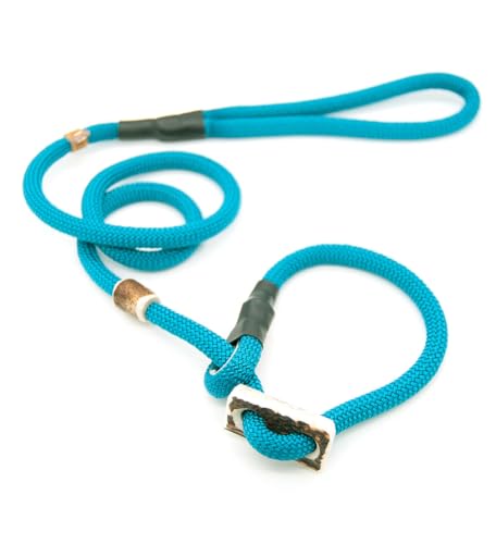 Retrieverleine 10 mm | Aqua | Moxon-Leine mit hochwertigem Horn-Zugstopp | robuste, wetterfeste Hundeleine aus Tau mit integrierter Halsung - 190 cm von KENSONS for dogs