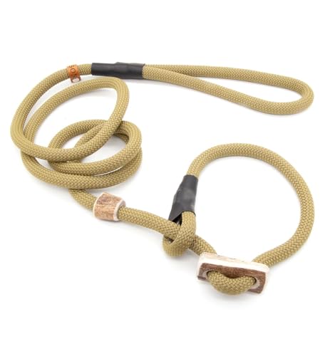 Retrieverleine 10 mm | Champagner | Moxon-Leine mit hochwertigem Horn-Zugstopp | robuste, wetterfeste Hundeleine aus Tau mit integrierter Halsung - 190 cm von KENSONS for dogs