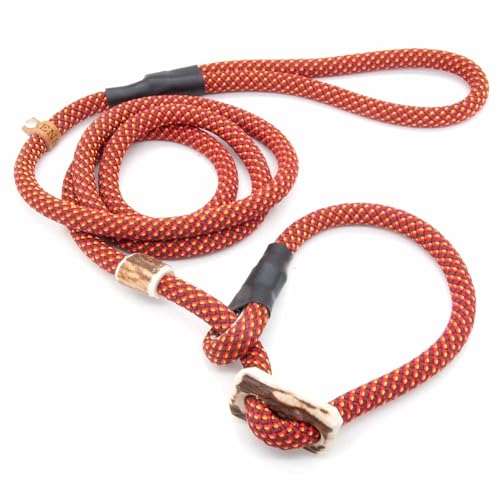 Retrieverleine 10 mm | Fire | Moxon-Leine mit hochwertigem Horn-Zugstopp | robuste, wetterfeste Hundeleine aus Tau mit integrierter Halsung - 180 cm von KENSONS for dogs