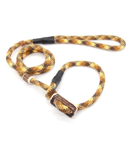 Retrieverleine 10 mm | Karamell | Moxon-Leine mit hochwertigem Horn-Zugstopp | robuste, wetterfeste Hundeleine aus Tau mit integrierter Halsung - 180 cm von KENSONS for dogs