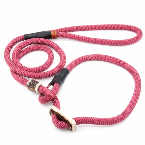 Retrieverleine 10 mm | Lambrusco | Moxon-Leine mit hochwertigem Horn-Zugstopp | robuste, wetterfeste Hundeleine aus Tau mit integrierter Halsung - 130 cm von KENSONS for dogs