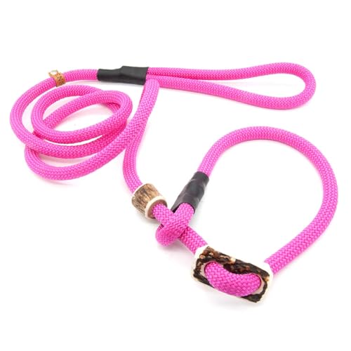 Retrieverleine 10 mm | Magenta | Moxon-Leine mit hochwertigem Horn-Zugstopp | robuste, wetterfeste Hundeleine aus Tau mit integrierter Halsung - 150 cm von KENSONS for dogs