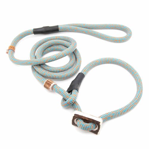 Retrieverleine 10 mm | Mango Sky | Moxon-Leine mit hochwertigem Horn-Zugstopp | robuste, wetterfeste Hundeleine aus Tau mit integrierter Halsung - 120 cm von KENSONS for dogs