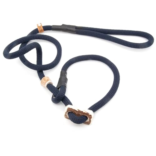 Retrieverleine 10 mm | Midnight | Moxon-Leine mit hochwertigem Horn-Zugstopp | robuste, wetterfeste Hundeleine aus Tau mit integrierter Halsung - 130 cm von KENSONS for dogs