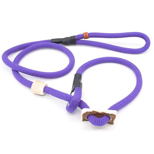 Retrieverleine 10 mm | Poppy Purple | Moxon-Leine mit hochwertigem Horn-Zugstopp | robuste, wetterfeste Hundeleine aus Tau mit integrierter Halsung - 110 cm von KENSONS for dogs