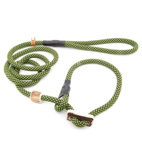 Retrieverleine 10 mm | Raupe | Moxon-Leine mit hochwertigem Horn-Zugstopp | robuste, wetterfeste Hundeleine aus Tau mit integrierter Halsung - 110 cm von KENSONS for dogs