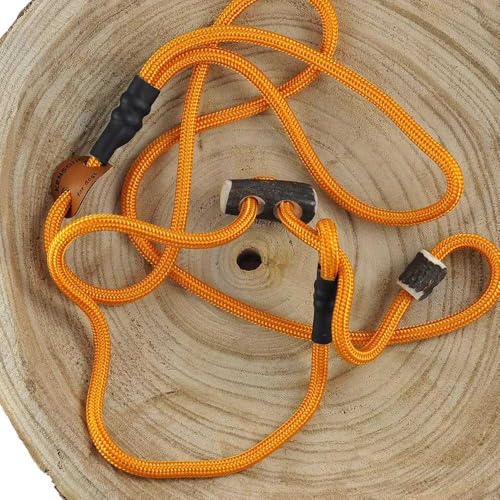 Retrieverleine 6 mm | Curry | Moxon-Leine mit hochwertigem Horn-Zugstopp | robuste, wetterfeste Hundeleine aus Tau mit integrierter Halsung - 150 cm von KENSONS for dogs