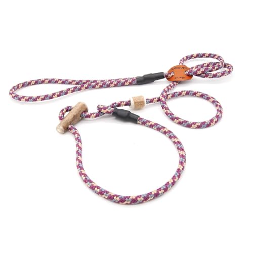 Retrieverleine 6 mm | Dusty Plum | Moxon-Leine mit hochwertigem Horn-Zugstopp | robuste, wetterfeste Hundeleine aus Tau mit integrierter Halsung - 100 cm von KENSONS for dogs