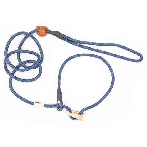 Retrieverleine 6 mm | Indigo | Moxon-Leine mit hochwertigem Horn-Zugstopp | robuste, wetterfeste Hundeleine aus Tau mit integrierter Halsung - 100 cm von KENSONS for dogs