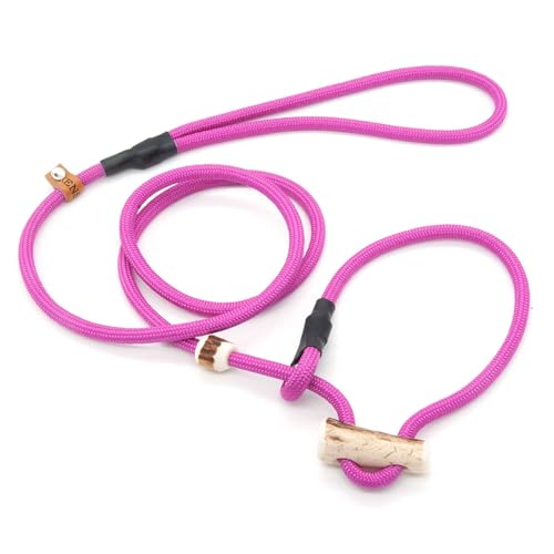 Retrieverleine 6 mm | Magenta | Moxon-Leine mit hochwertigem Horn-Zugstopp | robuste, wetterfeste Hundeleine aus Tau mit integrierter Halsung - 110 cm von KENSONS for dogs